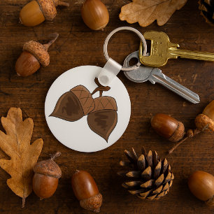 Acorns Rustic Autumn Forest Nature Keychain
