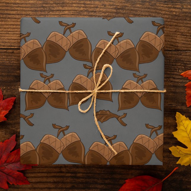 Acorns Rustic Autumn Forest Nature Wrapping Paper (Creator Uploaded)