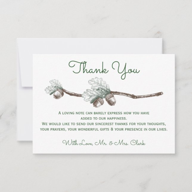 Acorns sur le Carte de remerciements de Twigs (Devant)