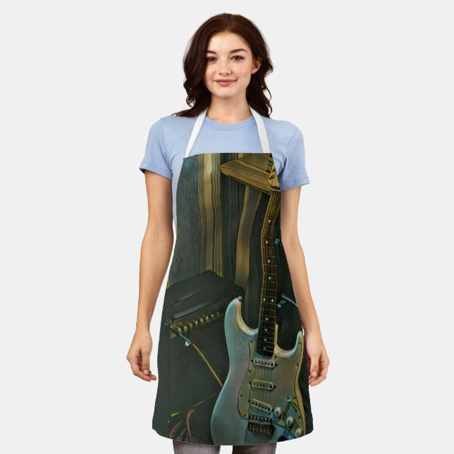 acoustic bass electric guitar gift apron (Worn)