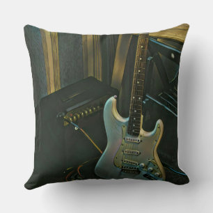 acoustic bass electric guitar gift throw pillow