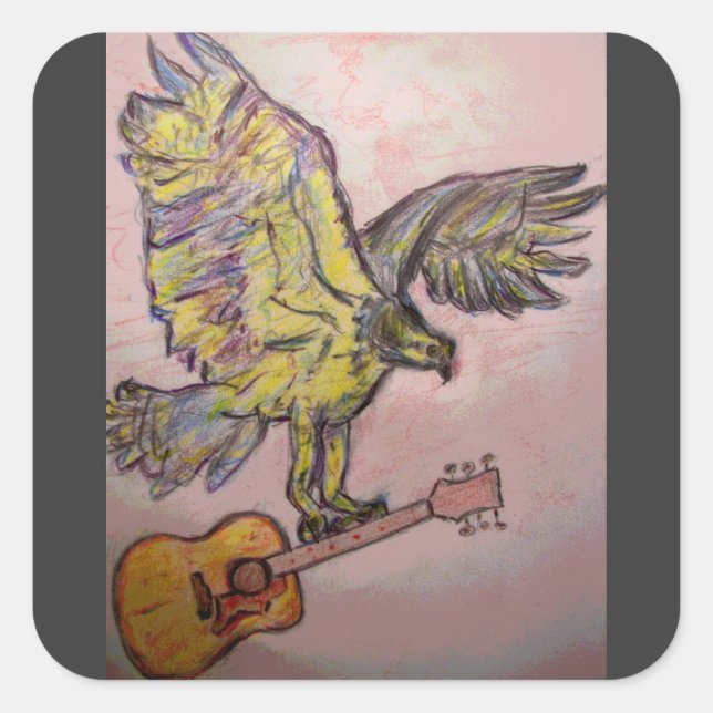 Acoustic Fish Hawk Square Sticker (Front)
