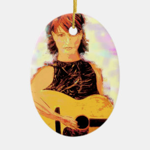acoustic girl art ceramic ornament