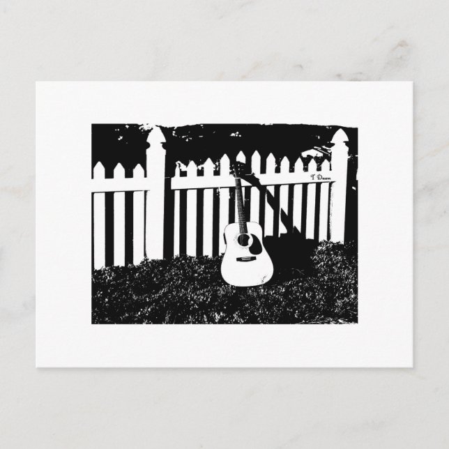 Acoustic Guitar and Fence Post Card (Front)