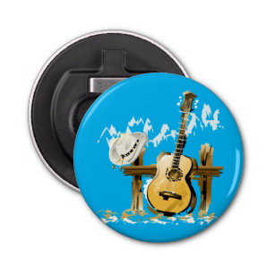 Acoustic guitar and hat bottle opener