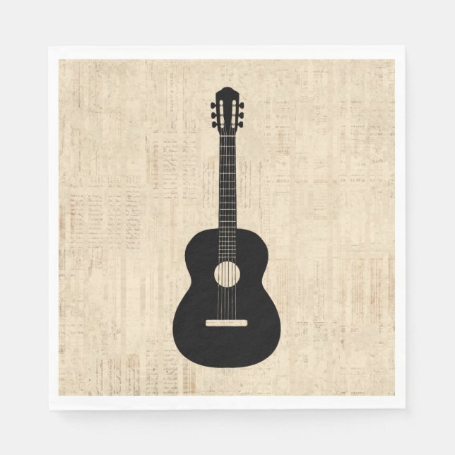 Acoustic Guitar Art Script Background Napkin (Front)