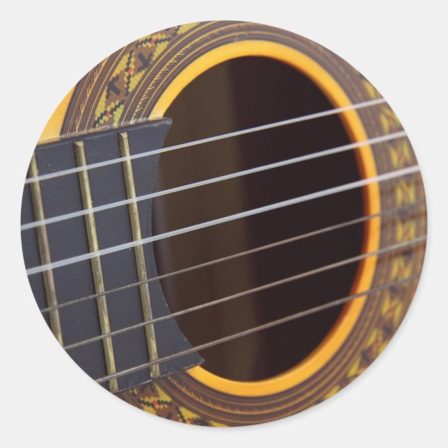 Acoustic Guitar Background Classic Round Sticker (Front)