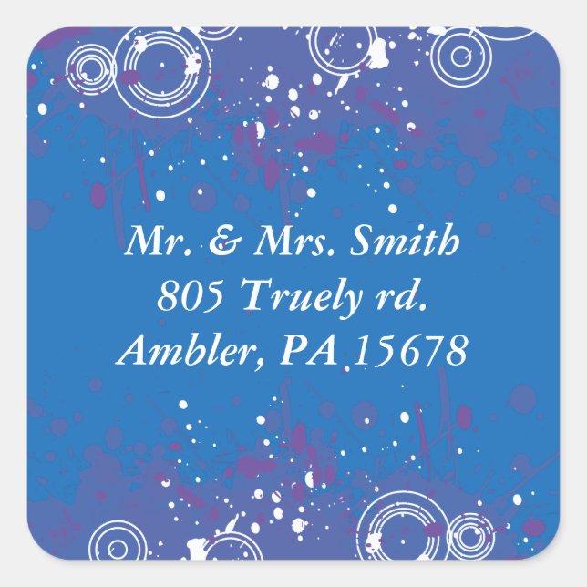 Acoustic Guitar Bar Bat Mitzvah Return Address Square Sticker (Front)