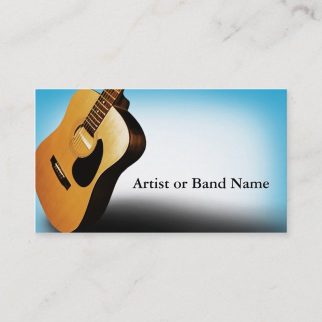 Acoustic Guitar Blue Artist Business Cards (Front)