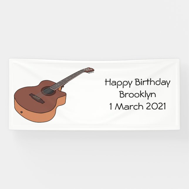 Acoustic guitar cartoon illustration banner (Horizontal)