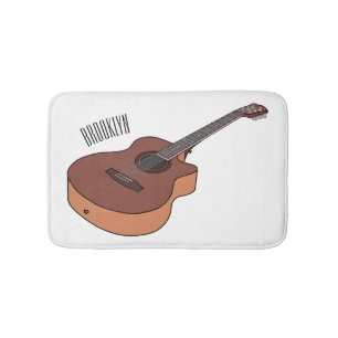 Acoustic guitar cartoon illustration  bath mat