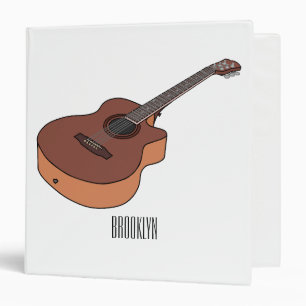 Acoustic guitar cartoon illustration binder