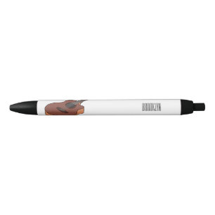 Acoustic guitar cartoon illustration  black ink pen
