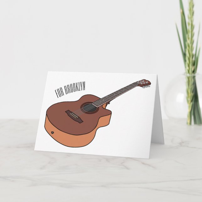 Acoustic guitar cartoon illustration  card (Front)