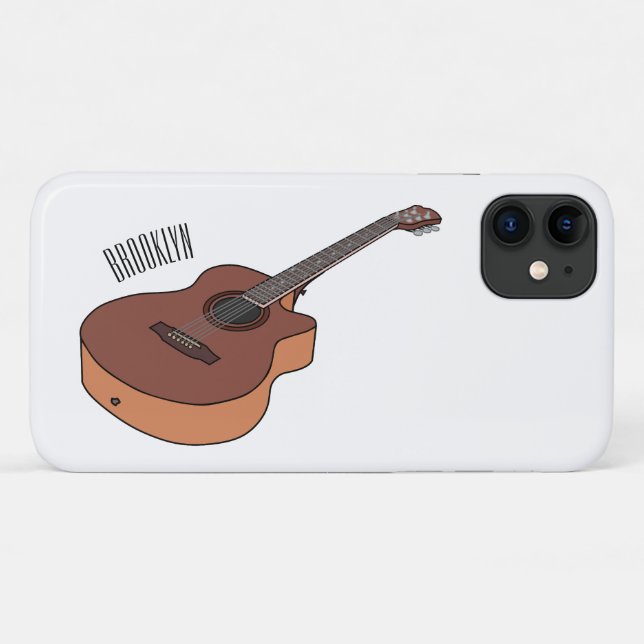 Acoustic guitar cartoon illustration  Case-Mate iPhone case (Back (Horizontal))