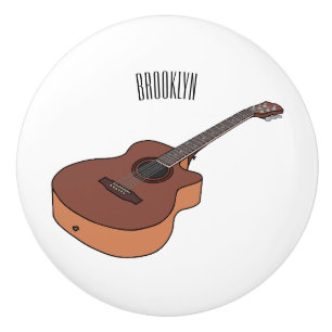 Acoustic guitar cartoon illustration  ceramic knob