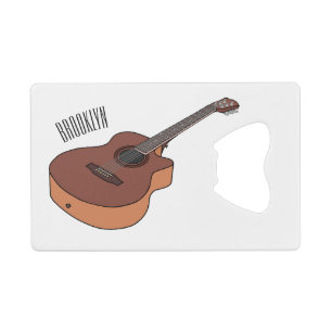 Acoustic guitar cartoon illustration  credit card bottle opener