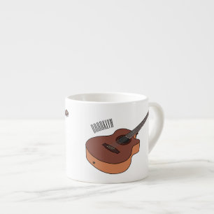 Acoustic guitar cartoon illustration espresso cup