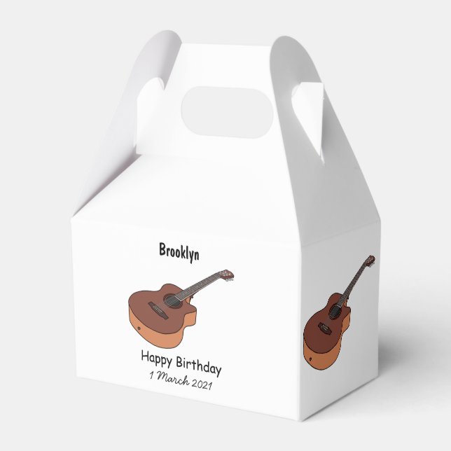 Acoustic guitar cartoon illustration favor box (Front Side)