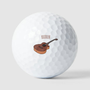 Acoustic guitar cartoon illustration golf balls