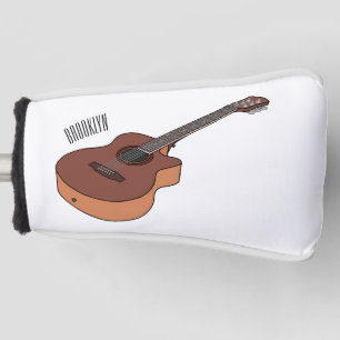 Acoustic guitar cartoon illustration  golf head cover