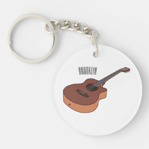 Acoustic guitar cartoon illustration keychain