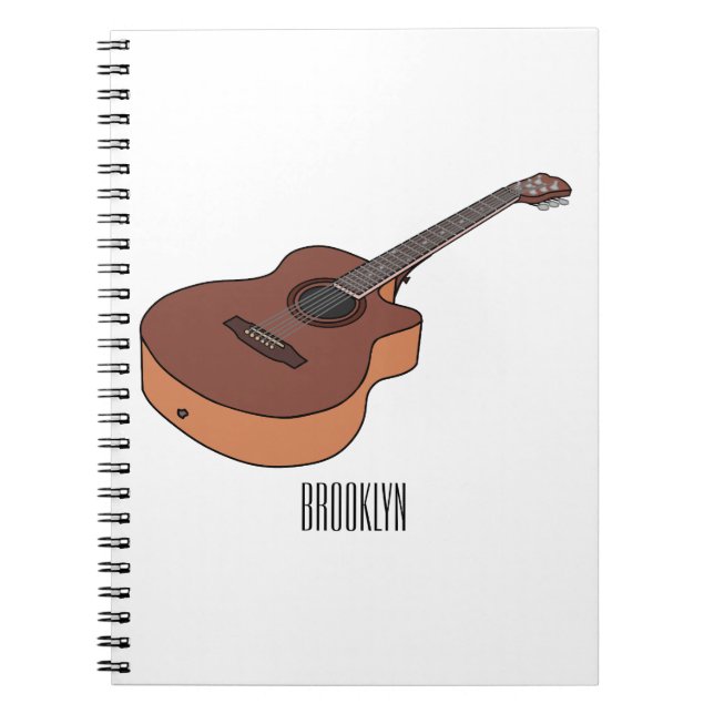 Acoustic guitar cartoon illustration  notebook (Front)