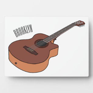Acoustic guitar cartoon illustration plaque