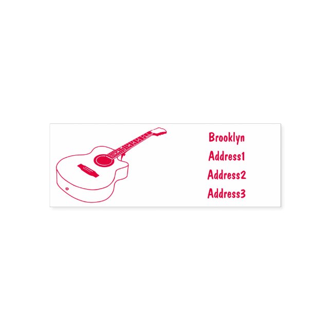 Acoustic guitar cartoon illustration self-inking stamp (Design)