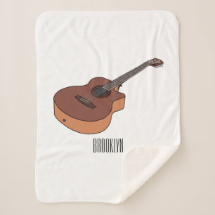 Acoustic guitar cartoon illustration sherpa blanket