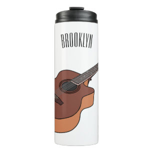 Acoustic guitar cartoon illustration  thermal tumbler