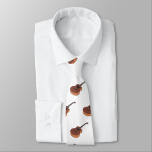 Acoustic guitar cartoon illustration tie