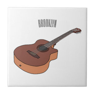 Acoustic guitar cartoon illustration tile