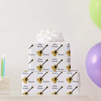 Acoustic Guitar Design Birthday Wrapping Paper