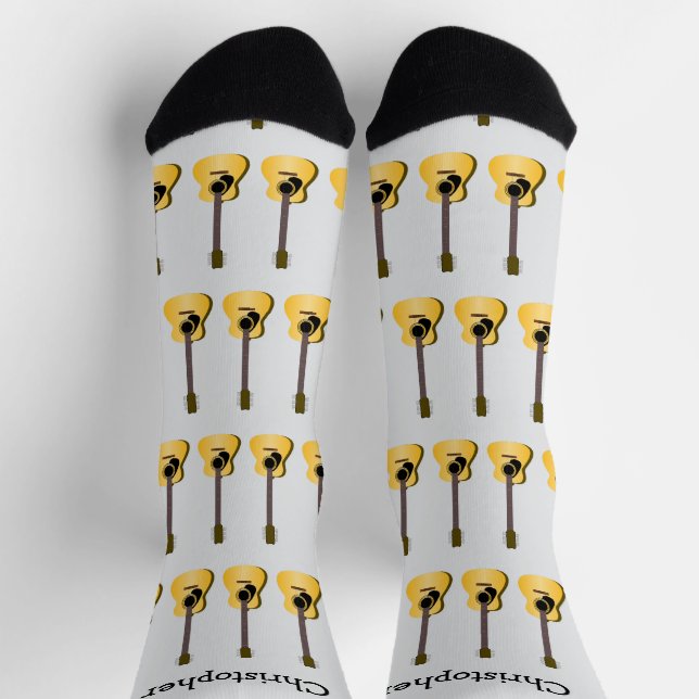 Acoustic Guitar Design Personalised Socks (Top)