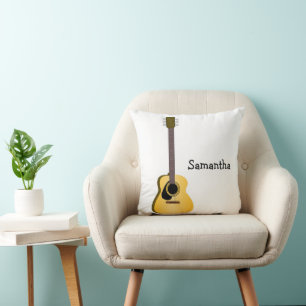 Acoustic Guitar Design Personalised Throw Pillow
