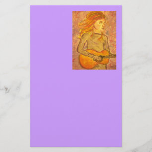 acoustic guitar drawing stationery