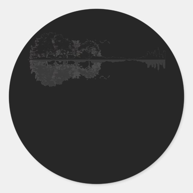 Acoustic Guitar Earth Has Music For Those Who Classic Round Sticker (Front)