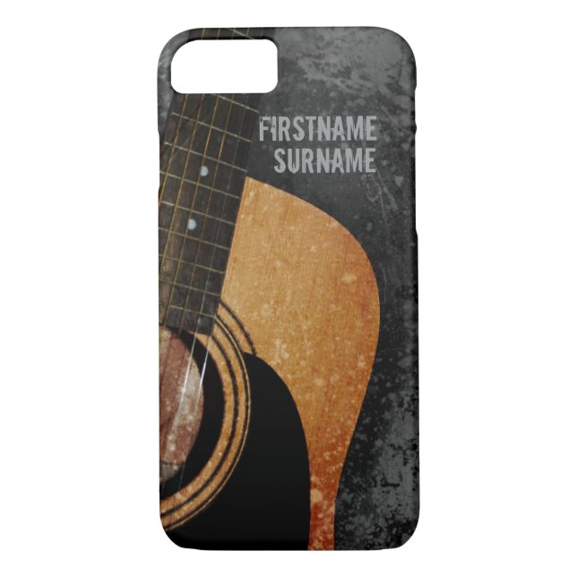 Acoustic Guitar Grey Grunge Custom iPhone 7 case (Back)