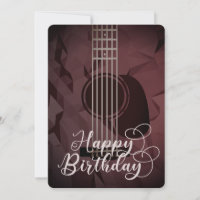 Acoustic Guitar Happy Birthday Flat Card