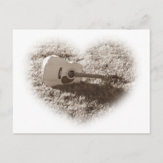 Acoustic Guitar Heart Postcard
