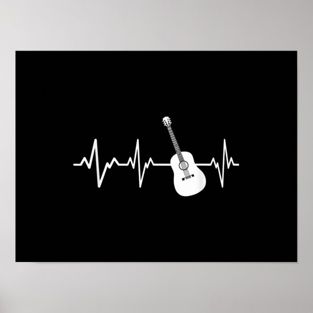 Acoustic Guitar Heartbeat Gift Instrument Guitaris Poster (Front)