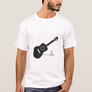 Acoustic Guitar Heartbeat Lifeline - Music Lover D T-Shirt