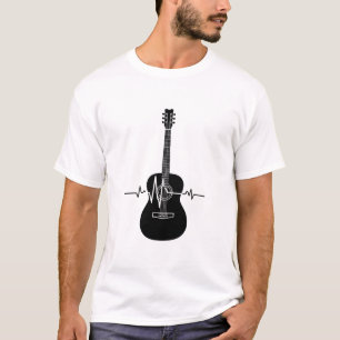 Acoustic Guitar Heartbeat Lifeline - Music Lover D T-Shirt