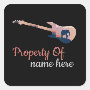 Acoustic Guitar Logo Personalized  Square Sticker