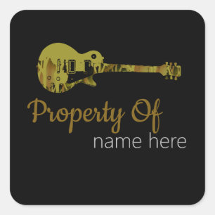 Acoustic Guitar Logo Personalized Square Sticker