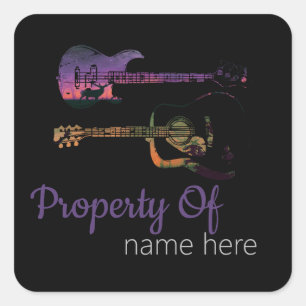 Acoustic Guitar Logo Personalized Square Sticker
