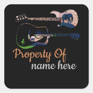 Acoustic Guitar Logo Personalized  Square Sticker