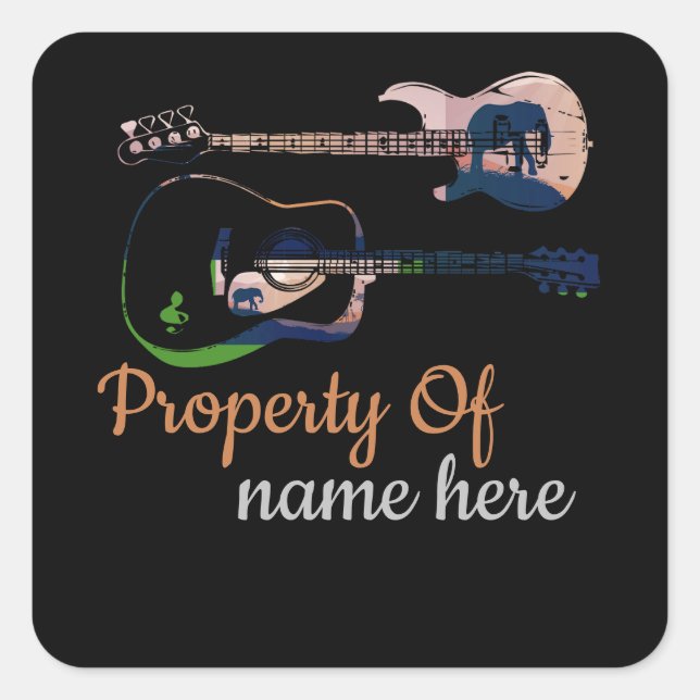 Acoustic Guitar Logo Personalized  Square Sticker (Front)