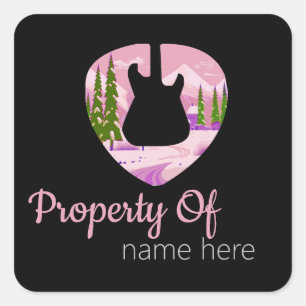 Acoustic Guitar Logo Personalized Square Sticker